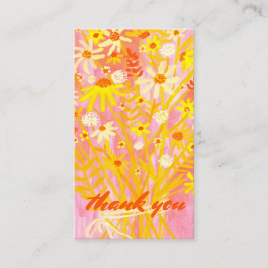 Bestellen DANK U Waterverf Daisy Bouquet QR Code Visitekaartje (Voorkant)