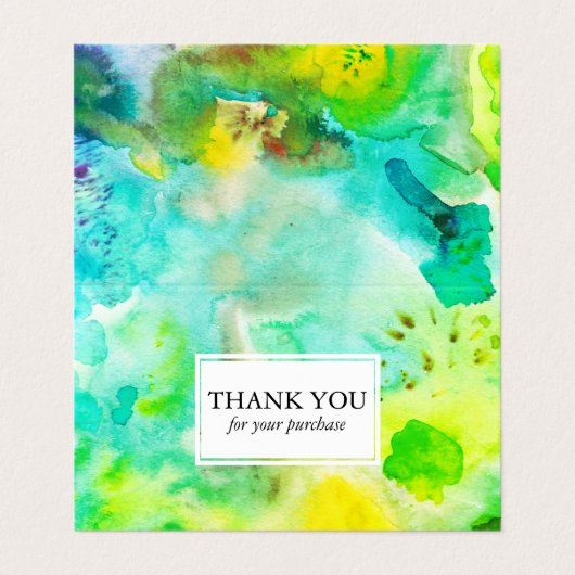 Bestellen Dank u Waterverf Kleurrijk Groen Gevouwe Visitekaartje (Buitenkant ongevouwen)