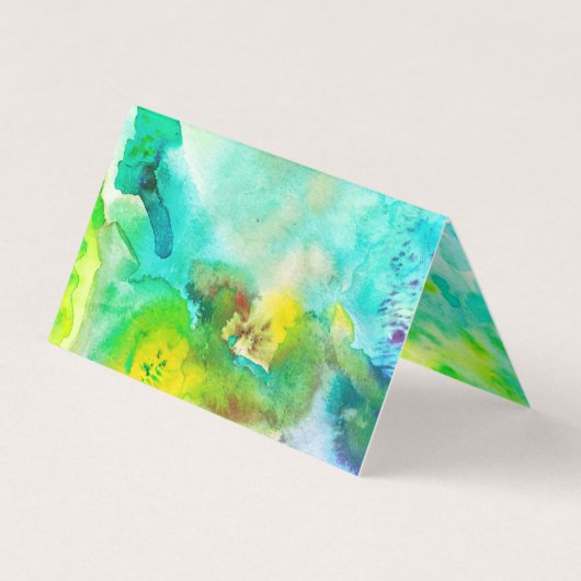 Bestellen Dank u Waterverf Kleurrijk Groen Gevouwe Visitekaartje (Achterkant)