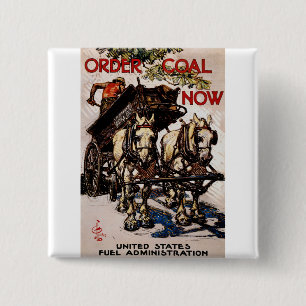 Bestelling nu steenkool vierkante button 5,1 cm