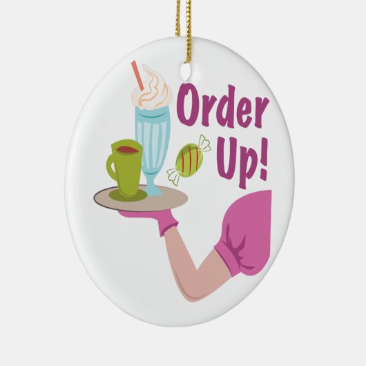 Bestelling omhoog! keramisch ornament (Rechts)