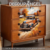 Bestelwagen aan het einde van het werk - Decoupage Tissuepapier