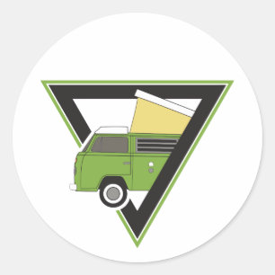 bestelwagen van de driehoeks de klassieke groene ronde sticker