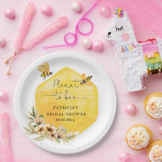 Bestemd om bij te zijn Hommels Bruiloft met bloemm Papieren Bordje (Feest)