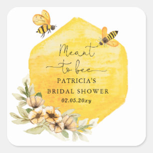 Bestemd voor Bij Honingbij Bloemige Bruiloftsdouch Vierkante Sticker