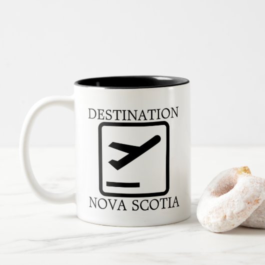 Bestemming aan de oostkust van Nova Scotia Tweekleurige Koffiemok (Met donut)