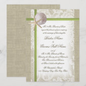 Bestemming Beach Burlap en kant bruiloft Kaart (Voorkant / Achterkant)