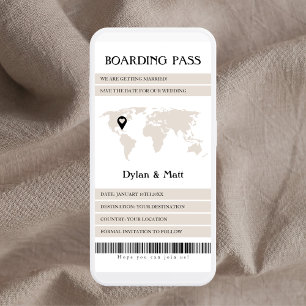Bestemming Beige Elektronische Boarding Pass Save The Date
