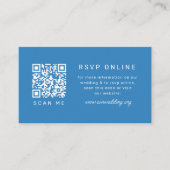 Bestemming Blauwe Schelp QR-code RSVP Huwelijk Informatiekaartje (Voorkant)