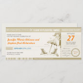 Bestemming Boarding Pass Tickets Sla de datum op Save The Date (Voorkant / Achterkant)