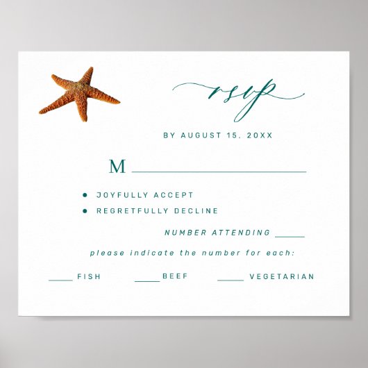 Bestemming bruiloft afdrukbare menu keuze RSVP Poster (Voorkant)