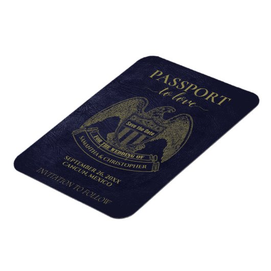 Bestemming Bruiloft Bewaar de datum Leuk Paspoort Magneet (Linkerzijde)