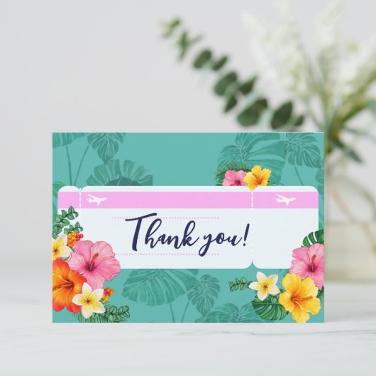 Bestemming Bruiloft Boarding Pass Dank u kaart (Staand voorkant)