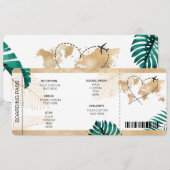 Bestemming Bruiloft Boarding Pass Hart Details Kaart (Voorkant / Achterkant)