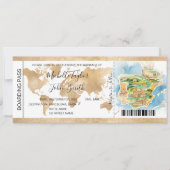 Bestemming Bruiloft Boarding Pass Spanje Kaart (Voorkant)