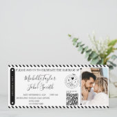 Bestemming Bruiloft Boarding Pass Ticket QR Code Kaart (Staand voorkant)