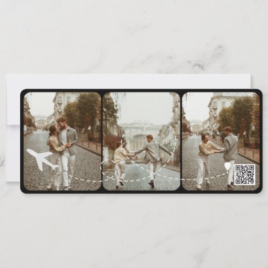 Bestemming Bruiloft Boarding Pass Ticket QR Code Kaart (Achterkant)