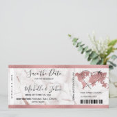 Bestemming Bruiloft Boarding Pass Ticket Roos Gold Kaart (Staand voorkant)