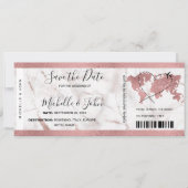 Bestemming Bruiloft Boarding Pass Ticket Roos Gold Kaart (Voorkant)