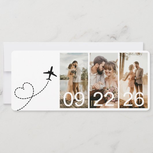 Bestemming Bruiloft Boarding Pass Vliegticket (Achterkant)