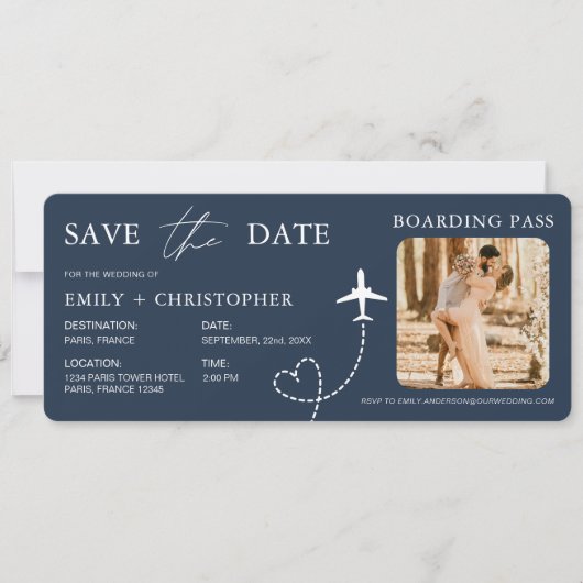 Bestemming Bruiloft Boarding Pass Vliegticket (Voorkant)
