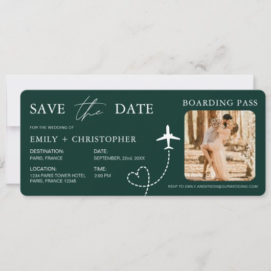 Bestemming Bruiloft Boarding Pass Vliegticket (Voorkant)