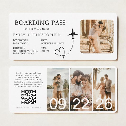Bestemming Bruiloft Boarding Pass Vliegticket