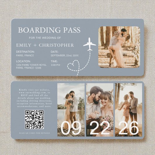 Bestemming Bruiloft Boarding Pass Vliegticket