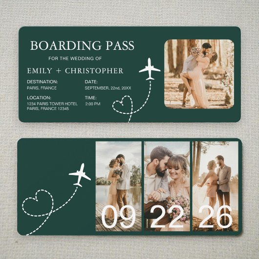 Bestemming Bruiloft Boarding Pass Vliegticket