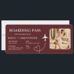 Bestemming Bruiloft Boarding Pass Vliegticket<br><div class="desc">Verhoog uw bestemming bruiloft aankondigingen met onze betoverende Boarding Pass Plane Ticket Save the Date Uitnodigingen. Deze unieke uitnodigingen zijn gemaakt met nauwgezette aandacht voor detail en leggen de essentie van avontuur en romance vast. Elke uitnodiging is ontworpen om te lijken op een echte instapkaart, compleet met gepersonaliseerde details zoals...</div>