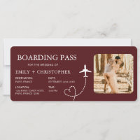 Bestemming Bruiloft Boarding Pass Vliegticket