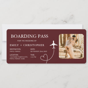 Bestemming Bruiloft Boarding Pass Vliegticket