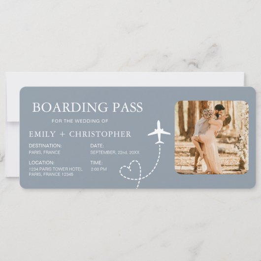 Bestemming Bruiloft Boarding Pass Vliegticket (Voorkant)