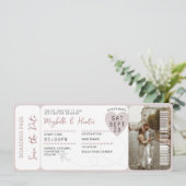 Bestemming Bruiloft Boarding Pass Vliegticket Kaart (Staand voorkant)