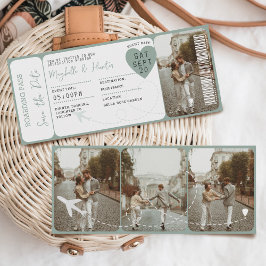 Bestemming Bruiloft Boarding Pass Vliegticket Kaart