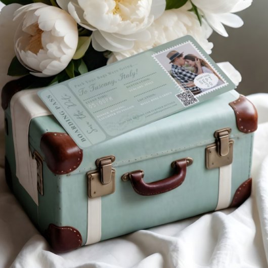 Bestemming Bruiloft Boarding Pass Vliegticket Kaart