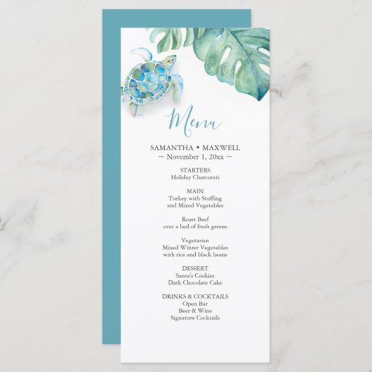 Bestemming Bruiloft Decor Menu's Tropisch (Voorkant / Achterkant)