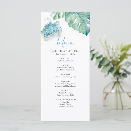 Bestemming Bruiloft Decor Menu's Tropisch (Staand voorkant)