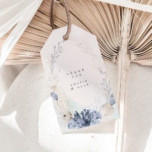 Bestemming Bruiloft Dusty Blue Dank u Favor Tag Cadeaulabel