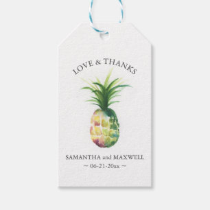 Bestemming Bruiloft Favor Tag Waterverf Ananas Cadeaulabel