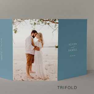 Bestemming bruiloft foto RSVP details QR code Drieluik Uitnodiging