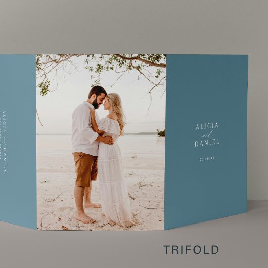 Bestemming bruiloft foto RSVP details QR code Drieluik Uitnodiging