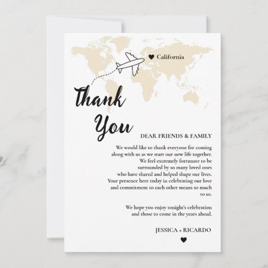 Bestemming bruiloft goktafel dank u kaart (Voorkant)