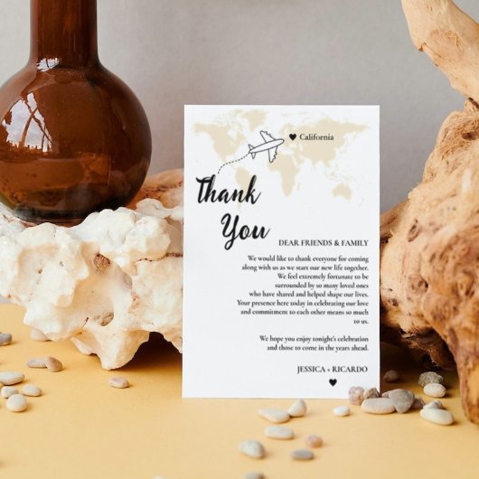 Bestemming bruiloft goktafel dank u kaart