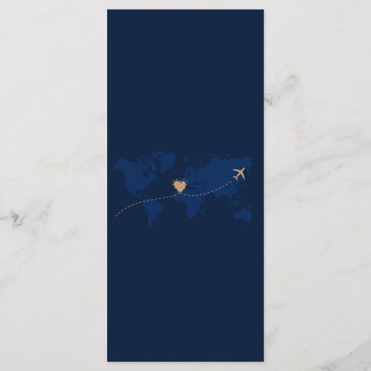 Bestemming Bruiloft Gold Crest Wereldkaart Monogra Menu (Achterkant)