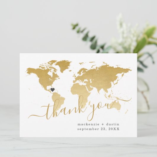 Bestemming Bruiloft Gouden Kaart Gepersonaliseerd (Staand voorkant)