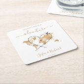 Bestemming Bruiloft Gouden Wereldkaart Welkomstbor Kartonnen Onderzetters (Schuin)