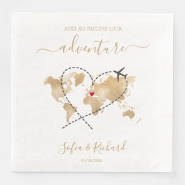 Bestemming Bruiloft Gouden Wereldkaart Welkomstbor Servet