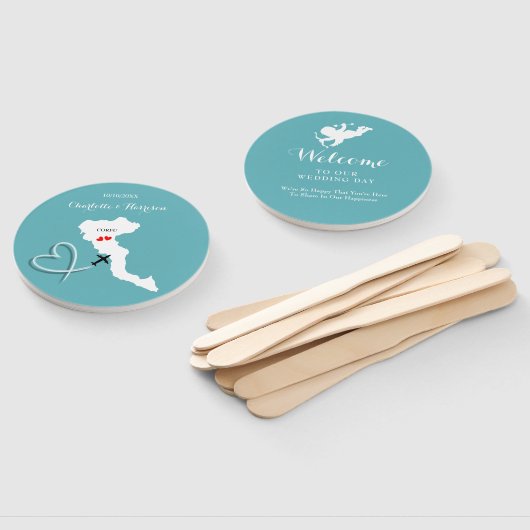 Bestemming Bruiloft Grieks eiland Corfu Handwaaier (Niet-gemonteerd)