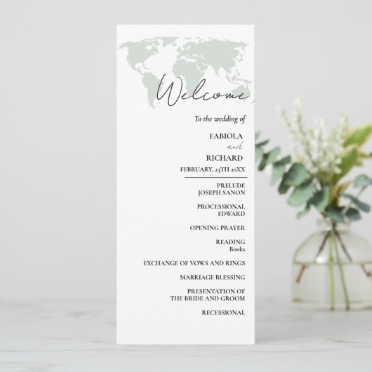 Bestemming bruiloft Groene bruiloft Programma Kaar (Staand voorkant)